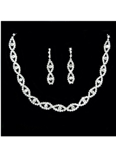 Grandalloy With Diamond Wedding Jewelry Set Including Necklace And Earrings