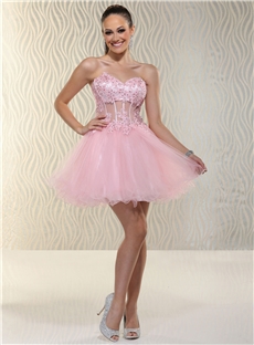 Fancy Sweetheart Sequins Appliques Short Sweet 16 Homecoming Dress