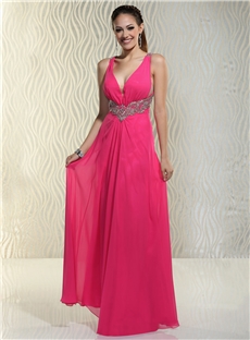 Extravagant V Neck Straps Backless Beading A Line Floor Length Prom Dress