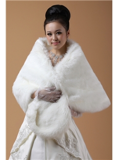 Glamorous Ladys Lengthen And Widen Faux Fur Wedding Evening Shawl