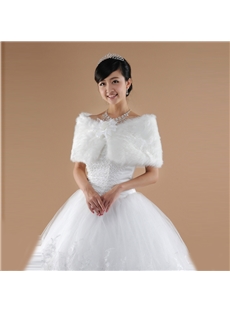 Delightful Flower Ladys Faux Fur Wedding Evening Shawl
