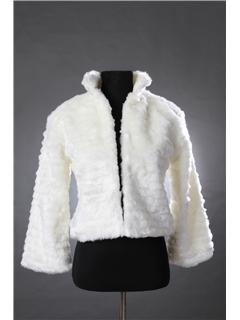Gentle Fluffy Full Sleeve Ladys Faux Fur Wedding Evening Jacket