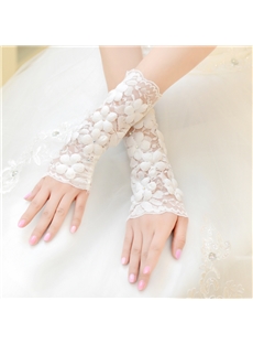Luxurious Flower Short Fingerless Wedding Glove