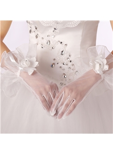 Beautiful Floral Edge Short Wedding Gloves