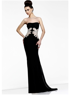 Glamour Scoop A Line Floor Length Backless Evening Dress