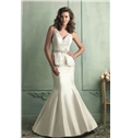 Perfect Stunning Gown Dramatic Back Sweeping Skirt Lace Peplum Bodice Wedding Dress