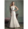 Flattering A Line Sophisticated Bateau Neck Gem Encrusted Waistband Taffeta Wedding Dress