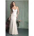 Romantic Simple Sheath Figure Skimming Strapless Lace Wedding Dress