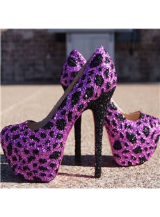 Glaring Sky High Purple Leopard Stiletto Heels