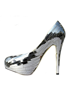 Glittering Silver Platform Stiletto Heels