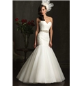 Fashion Soft Mermaid Sweatheart Neck Sleeveless Dropped Waist Ruched Net Wedding Dress