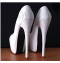 Elegant White Genuine Leather Platform High Heel Shoes