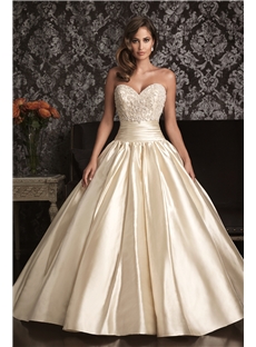 New Luxurious Beautiful Ballgown Gathered Slim Waist Embroidery Beading Wedding Dress