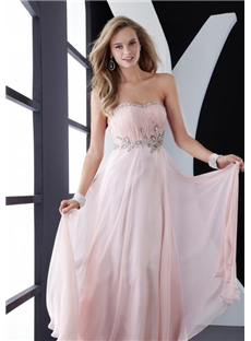 Pure A Line Strapless Neckline Floor Length Homecoming Prom Dresses