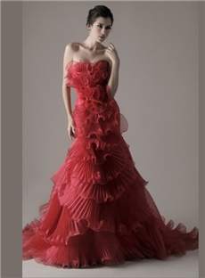 Gorgeous Trumpet Mermaid Sweetheart Floor Length Chapel Pleats Color Wedding Dresses