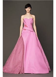Fashion A Line Sweetheart Neck Line Natural Waist Appliques Ruffled Wedding Dress