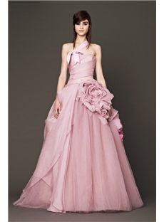 Beautiful Ballgown One Bowknot Shoulder Belt Floral Waist Wedding Dress