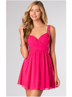 Glamour Beading Straps Sweetheart Short Sweet 16 Prom Dress