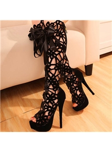Amazing Stiletto Heels Hollow Out Peep Toe Boots