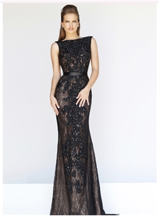 Sexy Bateau Embroidery Backless Evening Prom Formal Dress