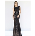 Sexy Bateau Embroidery Backless Evening Prom Formal Dress