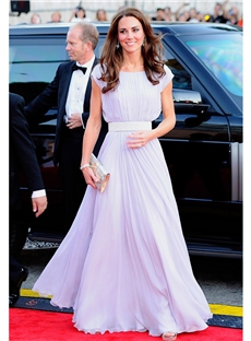 White Princess Evening Dresses Chiffon A Line Floor Length Gown