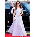White Princess Evening Dresses Chiffon A Line Floor Length Gown