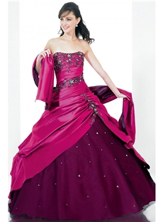 Inexpensive Hot Pink Ball Gown Quinceanera Dresses With Black Applique
