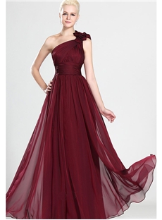 A-Line/Princess One Shoulder Floor-length Chiffon Evening Dress
