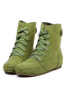Comfortable Colorful Lace Up Flat Ankle Boots