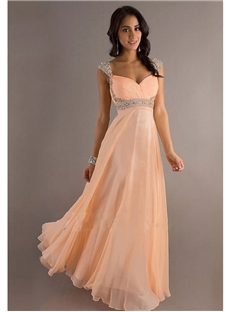 A Line Princess Sweetheart Straps Beading Floor Length Prom Dress