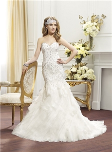 Exquisite Empire Sweetheart Neckline Sleeveless Beaded Wedding Dress
