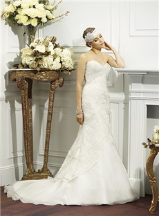 Exquisite Layers Of Organza Cross Pleated Handkerchief Effect Empire Sweetheart Neckline Wedding Dress