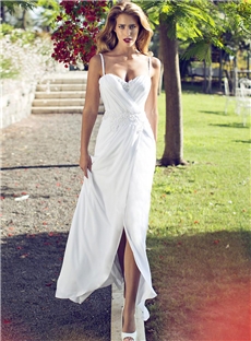 Summer Beach Wedding Dresses White Sheath Bridal Gowns
