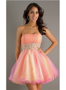 Ruched Column Sheath Strapless Short Evening Cocktail Dress