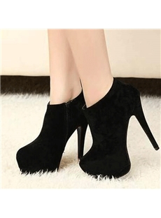 Concise Sexy Black Stiletto Ankle Boots