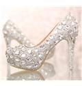 Luxurious Closed Toe Stiletto Heel Silver Crystal Wedding Shoes