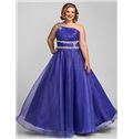 Plus Size Ball Gown One Shoulder Floor Length Chiffon Evening Prom Dress