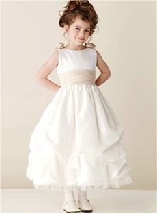 New Arrival Ankle Length Flower Girls Dresses Pick Up Skirt Children Gowns