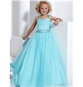 Wholesale A Line Straps Beaded Belt Tulle Flower Girl Dresses