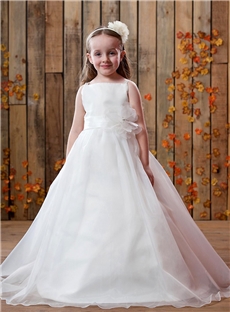 Cute Ball Gown Organza Baby Girl Dresses With Square Neckline