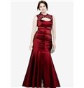 Sleeveless Mermaid Stretch Taffeta Dress With Lace Keyhole Evening Dress