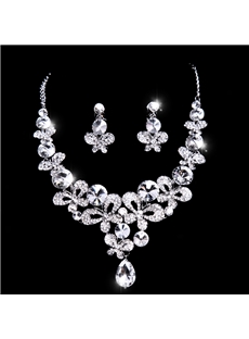 Preety Heart Shaped With Diamond Wedding Jewelry Set Wedding Dress Accessories（include Necklace And Earring ）