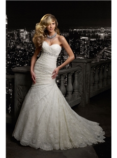 Exquisite Mermaid Sweetheart Floor Length Chapel Pick Up Lace Wedding Dress
