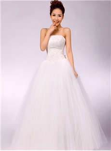 New Arrival Ball Gown Wedding Dress Strapless Beaded Tulle Gown