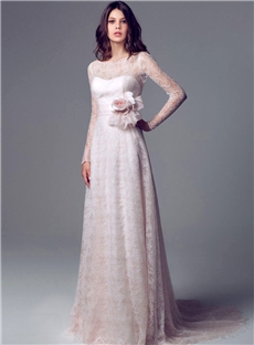 New Backless Lace Princess Long Sleeves Wedding Dresses