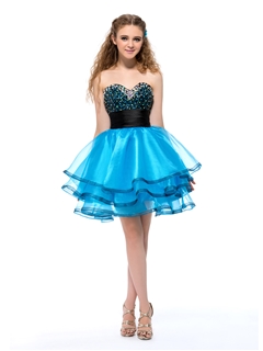Admirable Sweetheart Beading Sequins Tiered Short Dress