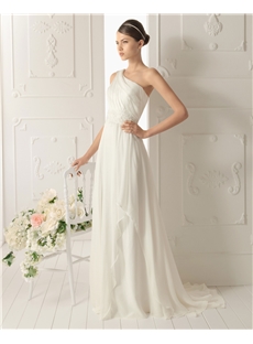Chic Empire One Shoulder Court Train Fashion Wedding Dress