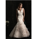 Gorgeous Mermaid Dramatic V Neck Satin Band Beading Wedding Dress