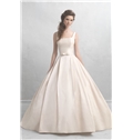 Sweet Ballgown Demure Cap Sleeves Square Neckline Scooped Back Small Bow Taffteta Wedding Dress